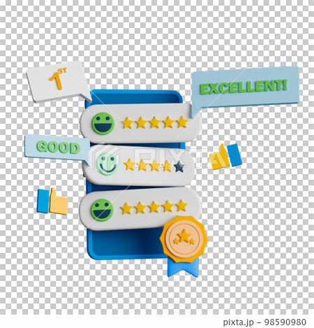 3d rendering online customer service rating. Concept feedback and review. 98590980