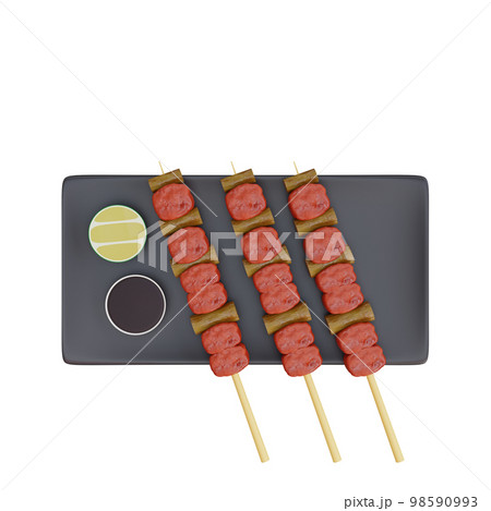 3d illustration of asian food yakitori, japanese food 3d illustration of asian food yakitori, japanese food 98590993