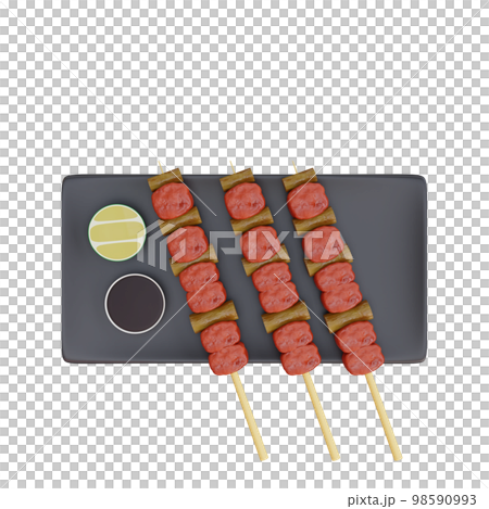 3d illustration of asian food yakitori, japanese food 3d illustration of asian food yakitori, japanese food 98590993