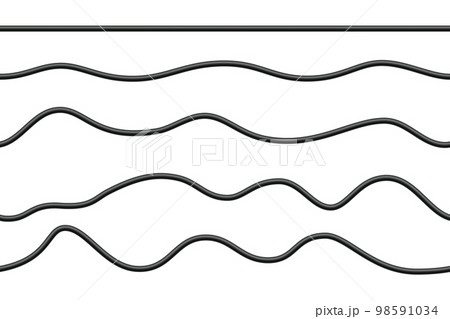 Realistic electrical wires. Cable power energy. Flexible thick network cord. Black electric computer connection wires. Seamless line cable. Vector illustration on white background 98591034