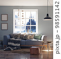Comfortable sofa in scandinavian modern living room 98591142