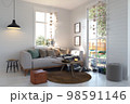 Comfortable sofa in scandinavian modern living room 98591146