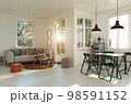 Comfortable sofa in scandinavian modern living room 98591152