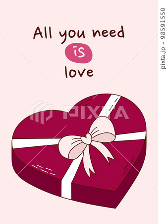 Valentine's Day greeting card with chocolates in a box. Vector illustration Valentine's Day greeting card with chocolates in a box. Vector illustration 98591550
