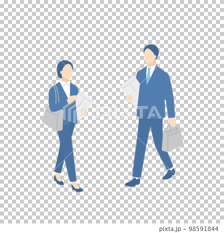 求職期間帶著信封走路的男人和女人 98591844