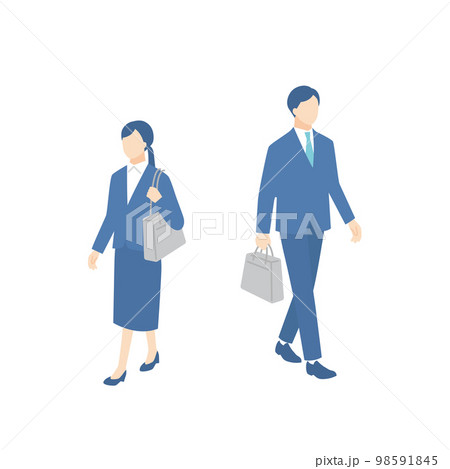 歩く就職活動中の男女 歩く就職活動中の男女 98591845