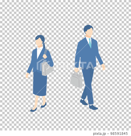 歩く就職活動中の男女 歩く就職活動中の男女 98591845