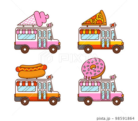 Pizza, Ice cream van, Hot dog, Donut food truck Pizza, Ice cream van, Hot dog, Donut food truck 98591864