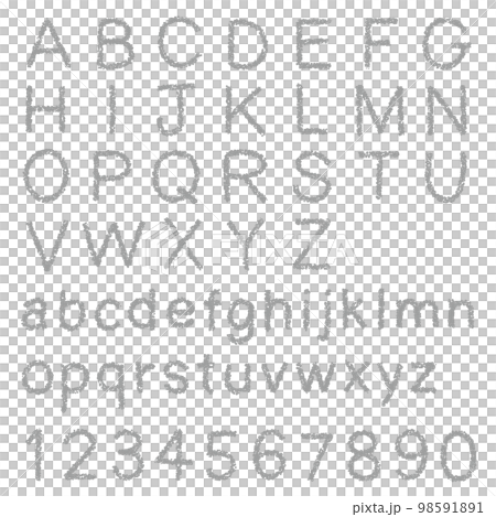 クレヨン素材 手描きのアルファベットと数字のセット クレヨン素材 手描きのアルファベットと数字のセット 98591891