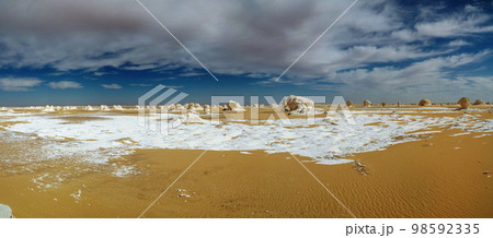 Abstract nature sculptures in White desert at Sahara, Egypt 98592335