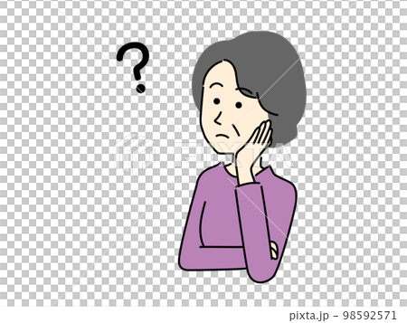 一名中年婦女疑惑的插圖 98592571