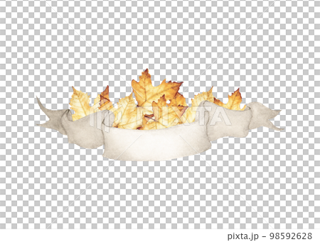 Maple leaves frame. Autumnal wreath illustration with maple leaves. Watercolor illustration. 98592628