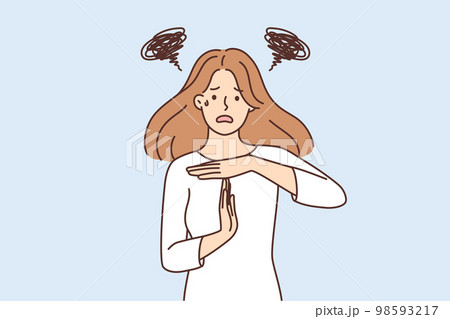 Distressed woman show stop gesture  98593217