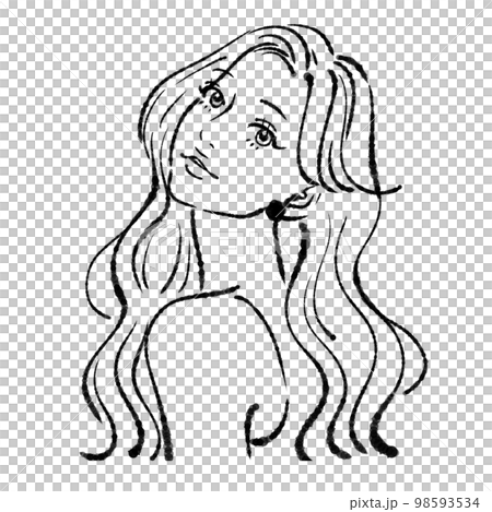 女性單色線描插圖素材 女性單色線描插圖素材 98593534