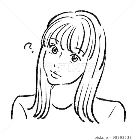 女性のモノクロ線画イラスト素材 98593538