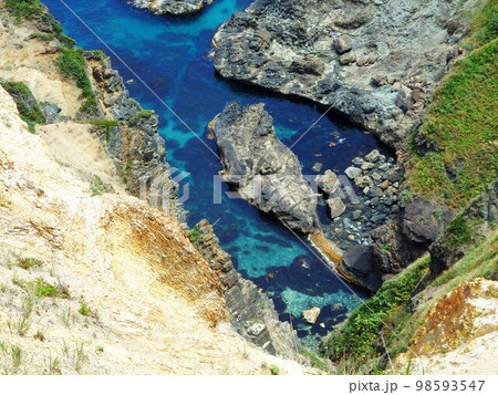 島武意海岸の入り江で見られる積丹ブルー 98593547
