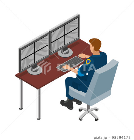 CCTV Room Worker Composition 98594172