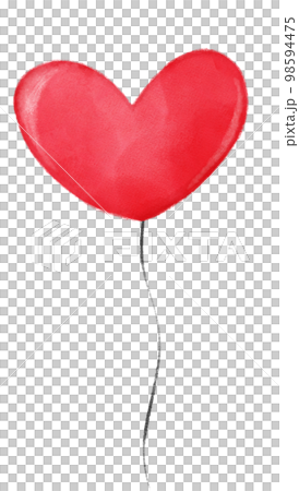 watercolour red heart balloon illustration 98594475