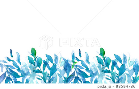 水彩画。水彩タッチの植物ベクター背景。緑の植物の水彩背景。 98594736