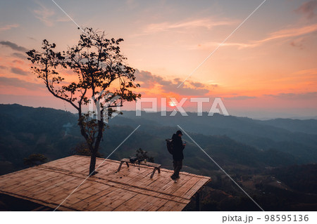 sunset at mountain view point sunset at mountain view point 98595136