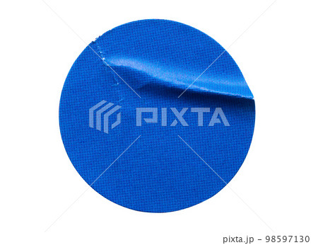 Blank blue round adhesive paper sticker label isolated on white background Blank blue round adhesive paper sticker label isolated on white background 98597130