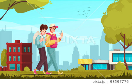 Students Cartoon Composition 98597776