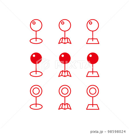 シンプルな球形のマップピンのアイコンセット　赤色 98598024