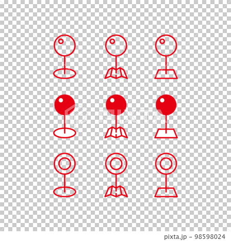 シンプルな球形のマップピンのアイコンセット　赤色 98598024