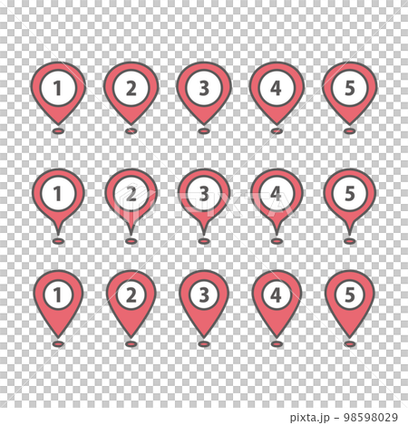 編號的流行地圖圖釘圖標設置為紅色 98598029