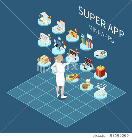 Superapp Isometric Conceptのイラスト素材 [98599069] - PIXTA