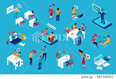 Language School Isometric Set Language School Isometric Set 98599083