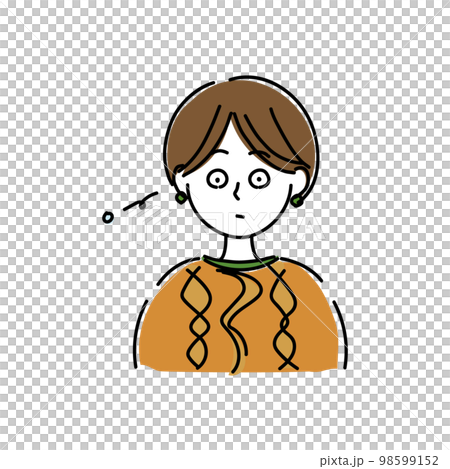 一個帶有穿孔的短髮女人眼睛里長出鱗片的圖標 一個帶有穿孔的短髮女人眼睛里長出鱗片的圖標 98599152