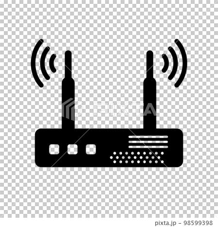 インターネットWi-Fiルーターのシルエット。中継機器。ベクター。 98599398