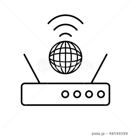 シンプルなルーターとインターネットブラウザアイコン。ベクター。 98599399