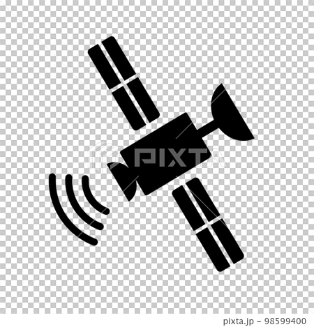 人工衛星と電波のシルエットアイコン。ベクター。 人工衛星と電波のシルエットアイコン。ベクター。 98599400