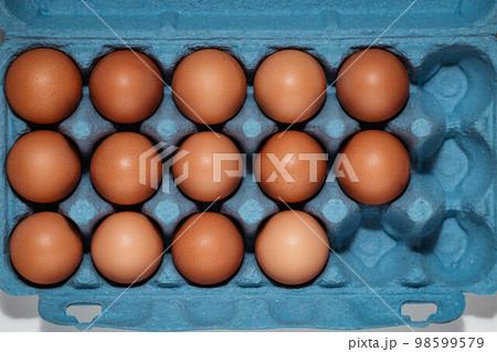 eggs in blue carton crate 98599579