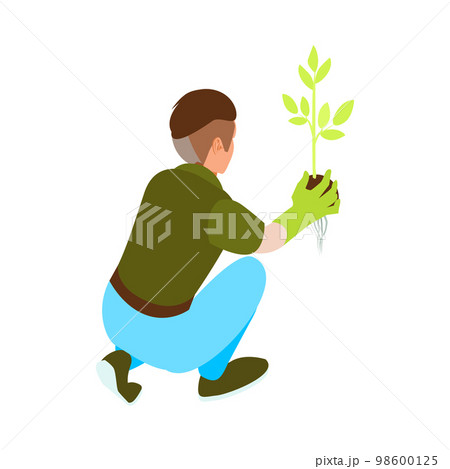 Isometric Gardener Illustration Isometric Gardener Illustration 98600125