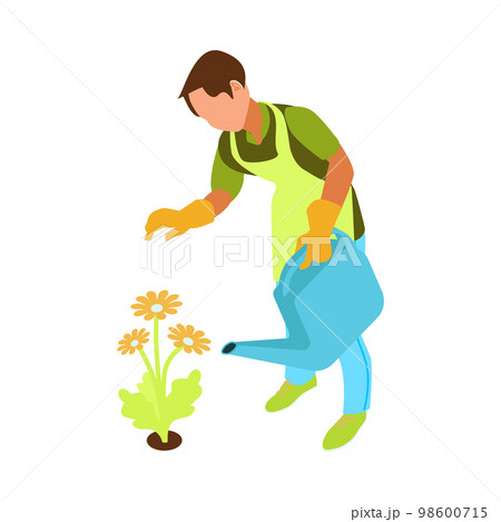 Isometric Gardener Illustration Isometric Gardener Illustration 98600715