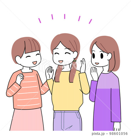 友達と会話する女子たちのイラスト素材 [98601056] - PIXTA