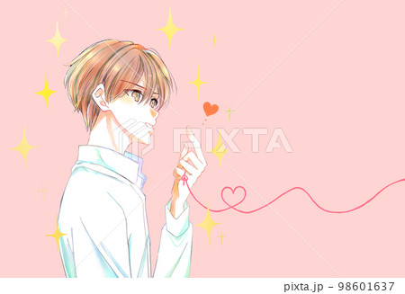 運命の赤い糸を結んでいる男性　キラキラ 98601637