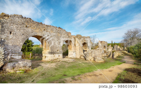 Ruins of Barbegal aqueduct, France Ruins of Barbegal aqueduct, France 98603093