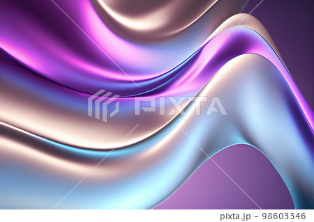 Iridescent holographic textural Background. Gradient waves with iridescent highlights. Generative AI illustration 98603346