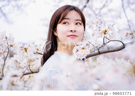 桜　女性ポートレート 98603771