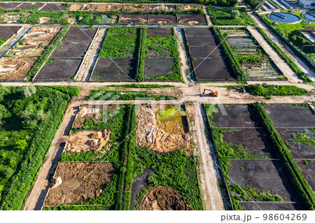 Territory of city sewage treatment plants with silt maps from a height Territory of city sewage treatment plants with silt maps from a height 98604269