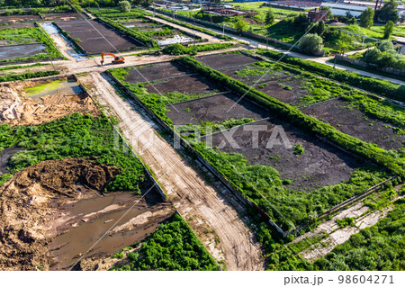 Territory of city sewage treatment plants with silt maps from a height 98604271