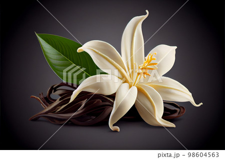 Vanilla sticks and flower on wooden background 98604563