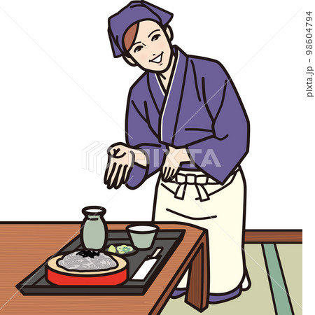 そば屋の店員B　お召し上がりください 98604794