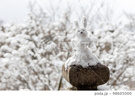 雪で作ったウサギの雪だるま 98605000