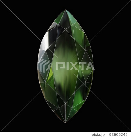 宝石のイラスト、マーキスカットの宝石、誕生石のイラスト素材、エメラルドのイラスト、宝石の背景イラスト 98606243