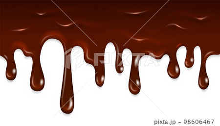 Chocolate dripping horyzontal border. Sweet liquid stain Chocolate dripping horyzontal border. Sweet liquid stain 98606467